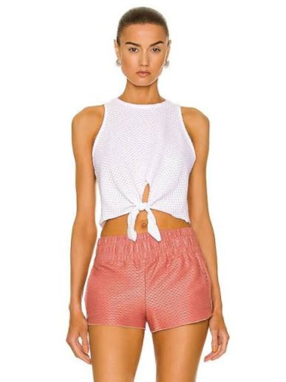 NWT Koral Mayra Front Tie Muscle Tank - White - Size Large